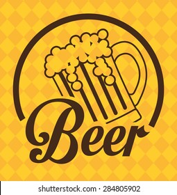 Beer design over yellow background,vector illustration.