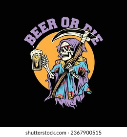Beer or die graphics vector.