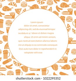 Beer, different types of food and fast food. Design for banner and print.