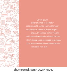 Beer, different types of food and fast food. Design for banner and print.