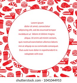 Beer, different types of food and fast food. Design for banner and print.