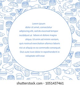 Beer, different types of food and fast food. Design for banner and print.