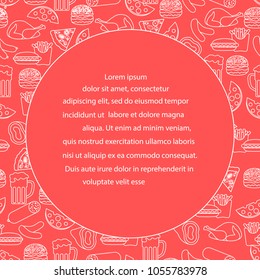 Beer, different types of food and fast food. Design for banner and print.