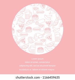 Beer, different types of food and fast food. Design for banner and print.