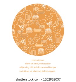 Beer, different types of food and fast food. Design for banner and print.