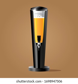 
Beer Dispenser. Beer tower for a large group of friends. Vector illustration.