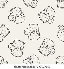 beer doodle drawing seamless pattern background