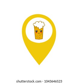 beer doodle icon, map pointer