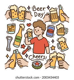 Beer doodle illustration isolated background