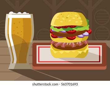 beer with double burger restaurant