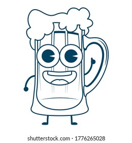 beer drink beverage kawaii character vector illustration design