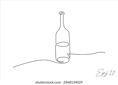  beer drink bottle continuous line vector illustration