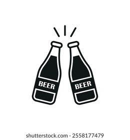 Beer drink bottle glass icon features clean lines and elegance enhancing any digital concept