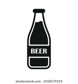 Beer drink bottle glass icon features clean lines and elegance concept