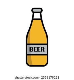 Beer drink bottle glass icon features clean lines and elegance concept