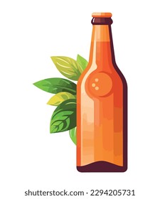 Biertrinkflasche mit Blattsymbol