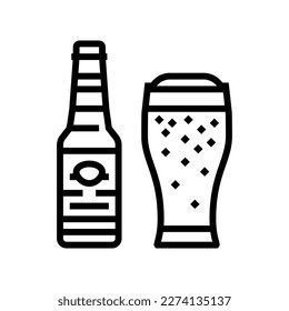 beer drink bottle line icon vector. beer drink bottle sign. isolated contour symbol black illustration