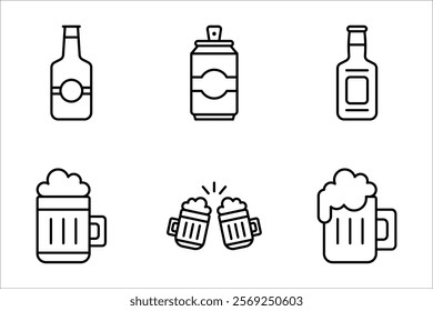 beer drink icon set, on white background.