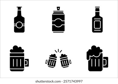 beer drink icon set, on white background.