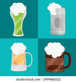beer drink in mugs set