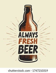 Beer drink. Retro poster for pub or restaurant vector illustration