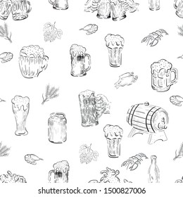 beer drink seamless pattern. Concept for print, web design , cards, menu