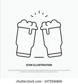 Beer, Drink, Wine, Glass, Ireland Line Icon Vector