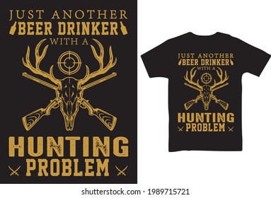Beer Drinking Hunting T-shirt Design Template.