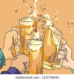 Beer drinks and cheers