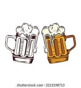 
Diseño vectorial de vidrio de bebidas de cerveza