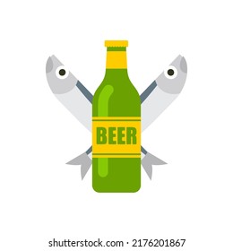 Beer and dry fish sign for alehouse. Beer house symbol logo. beery icon