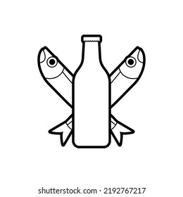 Beer and dry fish sign for alehouse. Beer house symbol logo. beery icon