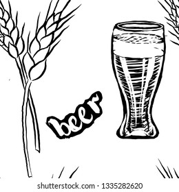 beer ear glass seamless texture illustration vector