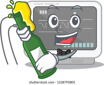 With beer ecg machine in the mascot shape