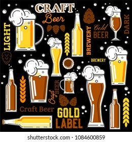 Beer Elements collection.Vector illustration.