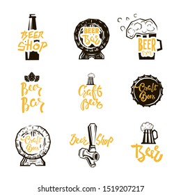 Beer elements isolated on white. Vector illustration.