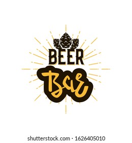 Beer elements isolated on white. Bar logo. Vector illustration.