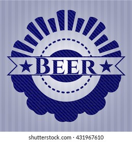Beer emblem with denim texture