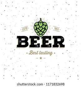 Beer Emblem with hop head for Beer House, Brewing Company, Pub, Bar. Vector Illustration