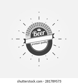 Beer emblem or label - vector black brewery logo