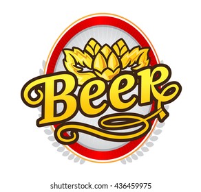 Beer emblem and label. Vector illustration
