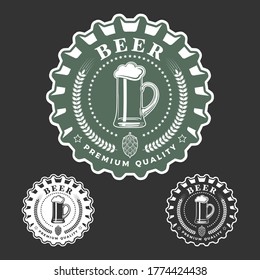 Beer emblem. Monochrome vector illustration.