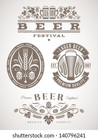 Beer emblems and labels - vector illustration