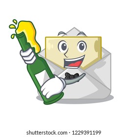 With beer envelope opened on shape white mascot