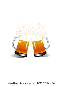 Beer explosion on white background