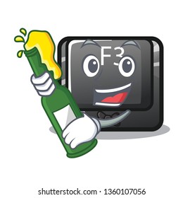 With beer f3 button installed on cartoon computer