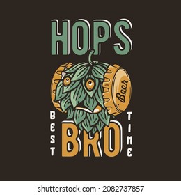 Beer face of hop with headphones consist of caps for print. Original brew design with hop for craft beer bar, pab or brewery
