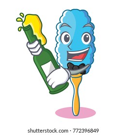 With beer feather duster character cartoon