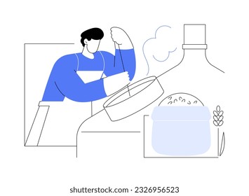 Beer fermentation abstract concept vector illustration. Worker deals with beer fermentation, homemade beverage production, alcohol drink manufacturing, distilling industry abstract metaphor.