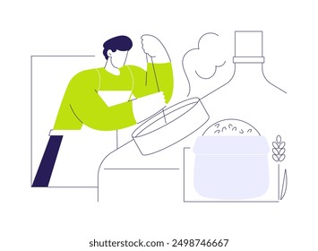 Beer fermentation abstract concept vector illustration. Worker deals with beer fermentation, homemade beverage production, alcohol drink manufacturing, distilling industry abstract metaphor.